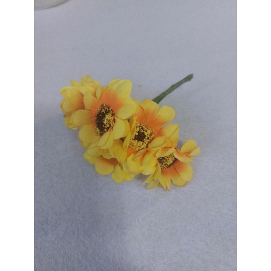 Ромашки 3 см на веточке (6 шт) цв. желтый, цена за пучок